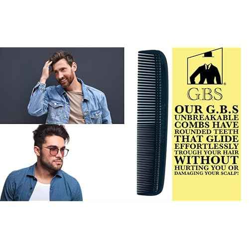 GENTS (5 Pack) Pocket Comb Black Unbreakable Round Teeth Course Fine Pocket Beard & Mustache Combs for Men's Hair | Sideburns Travel-Friendly Symmetry, Friendly Birthday Gifts