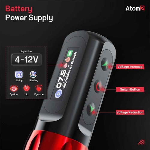 Dragonhawk Atom2 Tattoo Kit Wireless Pro Gun Machine 20 Tattoo Needles Cartridges Rca Supply Complete for Beginners