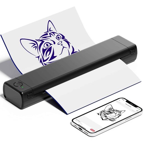 COLORWING M08F Tattoo Stencil Printer Bluetooth, Wireless Thermal Transfer Machine for Skin, Small A4 Paper (Black)