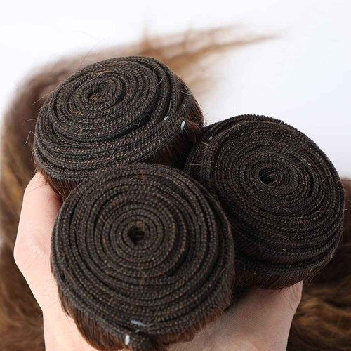 Highlight Brown Human Hair Bundles 8A Virgin Dark Brown Straight 3 Bundles 26 28 30 Inch 2 Tone Human Hair Bundle Honey Blonde Human Hair Extensions