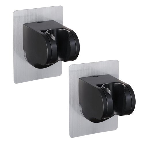 GwernKB Shower Head Holder Strong Adhesive No Drilling Wall Mount Adjustable Handheld Showerhead Bracket for RV Kids Bathroom Shower,Fix Firmly and Use Conveniently (Black, 1)