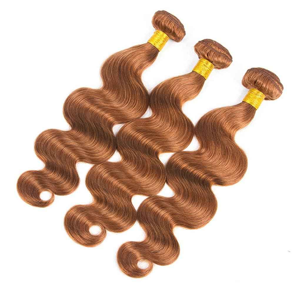 Giginger Brazilian Human Hair Bundles 26 28 30 Inch Color 30 Light Brown Body Wave Bundles Human Hair Unprocessed Virgin Quick Weave Hair for Black Women