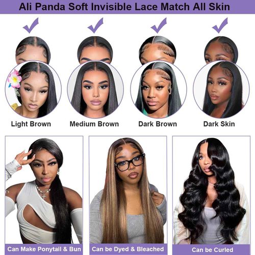 ALI PANDA [2-YEAR Life, 205g, 210% Density 6x4 Wear and Go Wig,100% Human Hair, Skinlike HD Glueless Closure Wigs Human Hair Pre Plucked Pre Cut, (0.1mm Ultra-Thin HD Lace), Middle Part 24 Inch