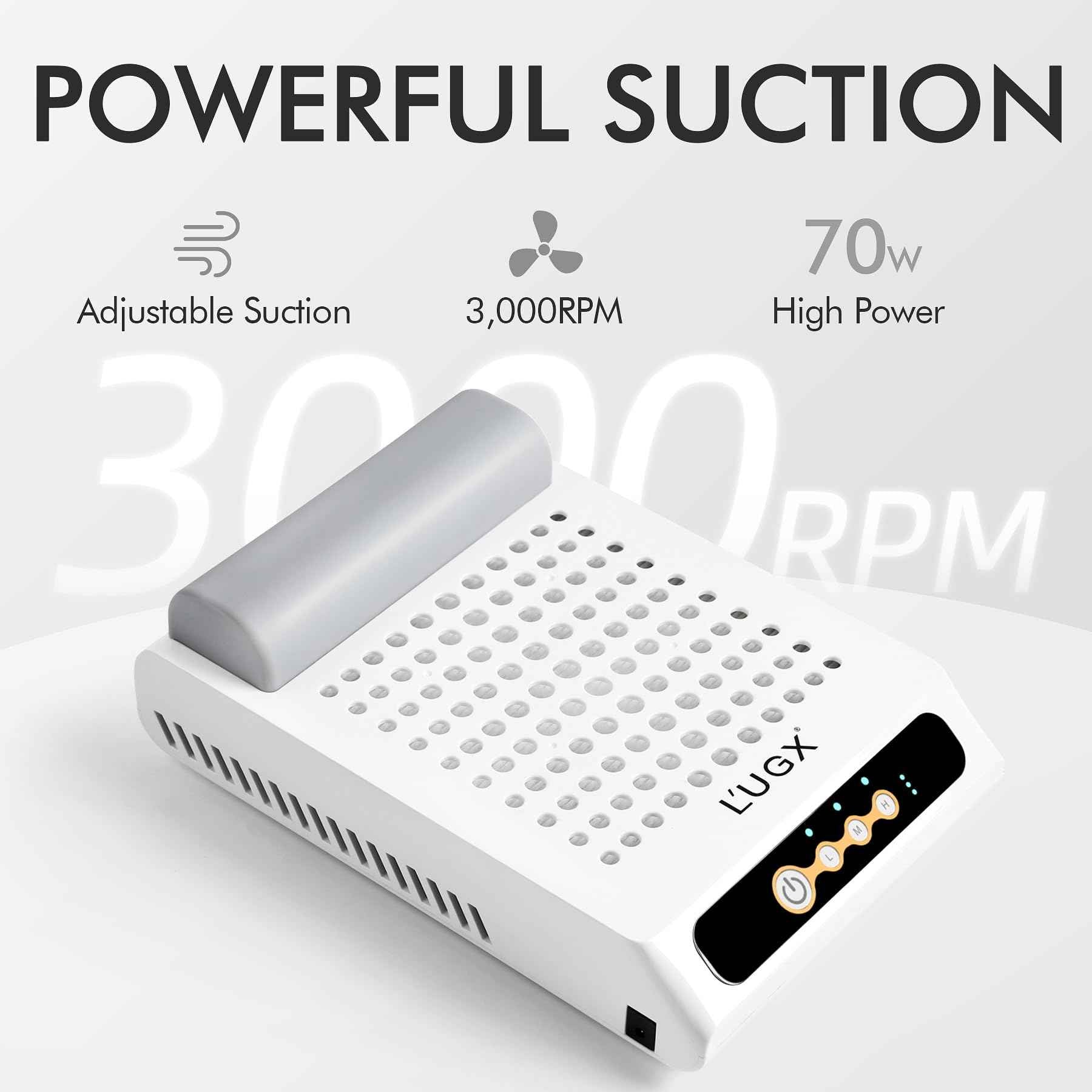 L'UGX Rechargeable Nail Dust Collector and Base Top Coat Set