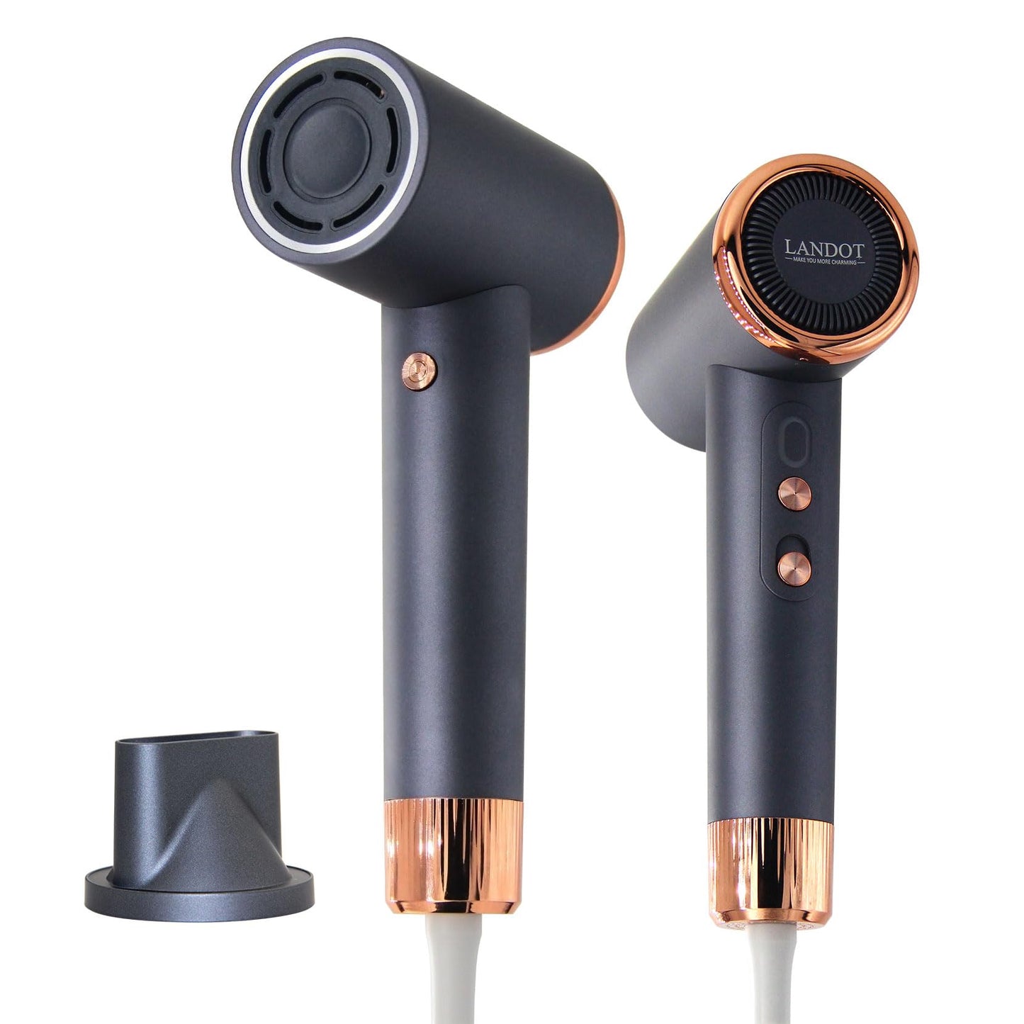 Ionic Hair Blow Dryer for Fast Drying Low Noise LANDOT Hairdryer with 110000 RPM High-Speed Brushless Motor and Thermo-Control - Small Size Hair Dryer for Family Home Use & Travel