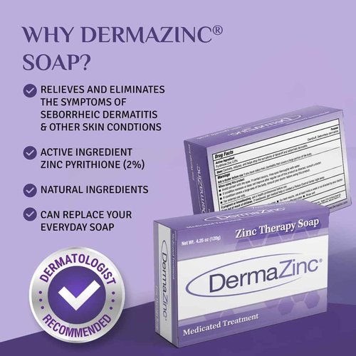 DermaZinc Therapy Soap, Zinc Soap for Skin, Skin Disorder Relief for Psoriasis, Dermatitis, Eczema, and Other Condition Symptoms (Pack of 10)
