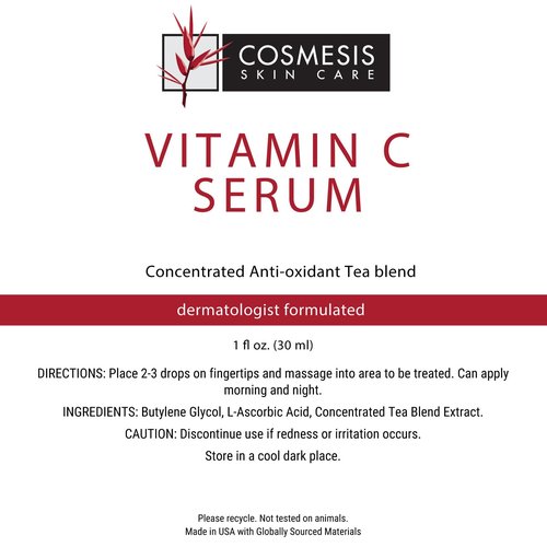 Cosmesis Vitamin C Serum: Rejuvenate & Protect Skin with 12% Concentrated Vitamin C & Antioxidant Tea Extracts for Brighter, Healthier Skin - 1 fl oz.