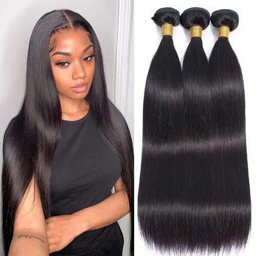 Straight Bundles Human Hair 20 22 24 Inch 100% Unprocessed Brazilian Virgin Hair Straight Weave Bundle Human Hair Bundles Real Natural Black Human Hair Extensions