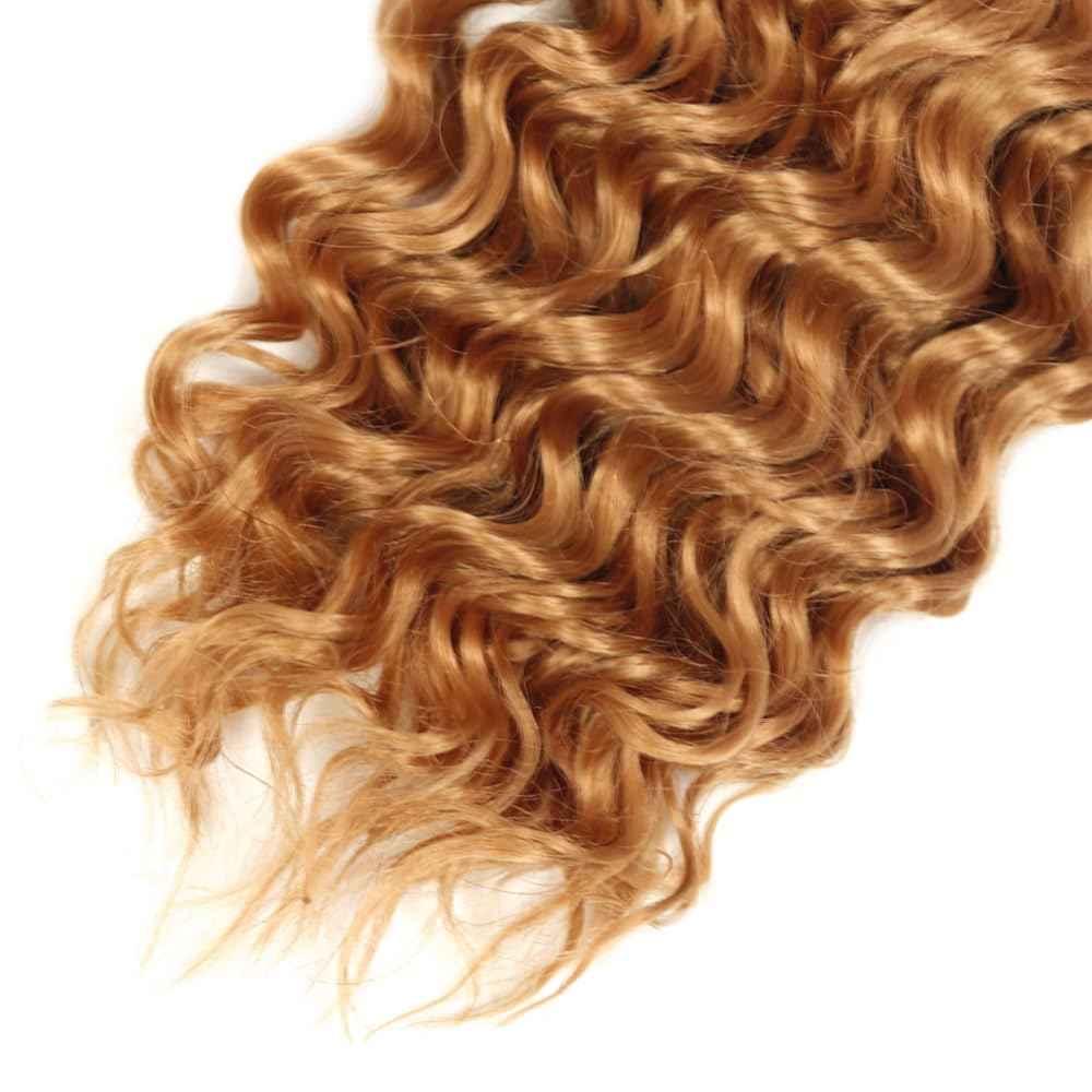 27 Human Hair Bundles Honey Blonde Bundle Blonde Deep Wave Human Hair Bundle 24 24 24 inch Same Length 3 Bundles