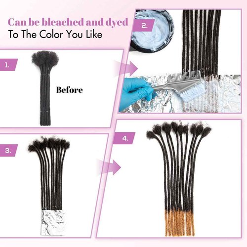 Vecago 12 inch 50 Strands Loc Extensions Human Hair, 0.4cm Width 100% Human Hair Dreadlock Extensions for Men/Women, Can be Dyed Soft Dreads Extensions,1b