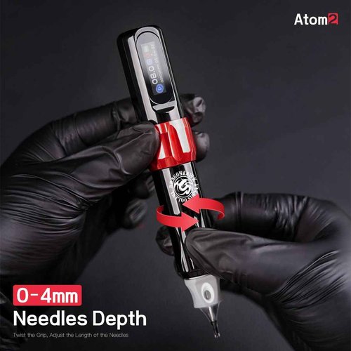 Dragonhawk Atom2 Cordless Tattoo Gun Kit - Lightweight & Silent Rotary Tattoo Machine Gun 20 Cartridge Needles 2 Batteries Multiple Modes Complete Tattoo Kit for Beginners