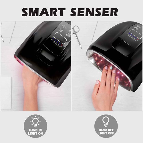 90W Professional Wireless Cordless Rechargeable UV LED Nail Lamp,Nail Lamp Gel Nail Curing Dryer Light for Nails with 45 Beads,4 Timer Setting LCD Display Nail Polish Machine (Black)