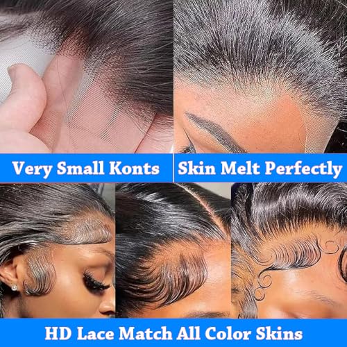 13x6 Lace Front Wigs Human Hair 200% Density Body Wave HD Lace Front Wigs Human Hair Pre Plucked Natural Color Glueless Wig 100% Virgin Human Hair Lace Front Wigs for Women 26 Inch