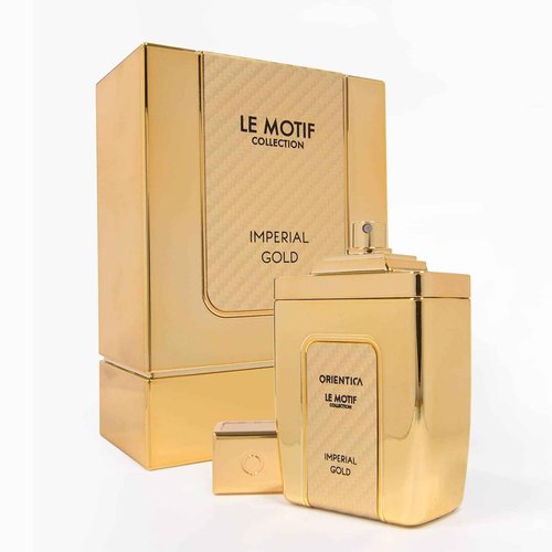 Orientica Le Motif Imperial Gold Eau De Parfum – Citrus, Bergamot, Lemon, Violet Leaves, Jasmine Tea, Lavender, Sandalwood, Ambergris, Musk - Arabic Perfume for Men & Women – 2.9oz / 85ml