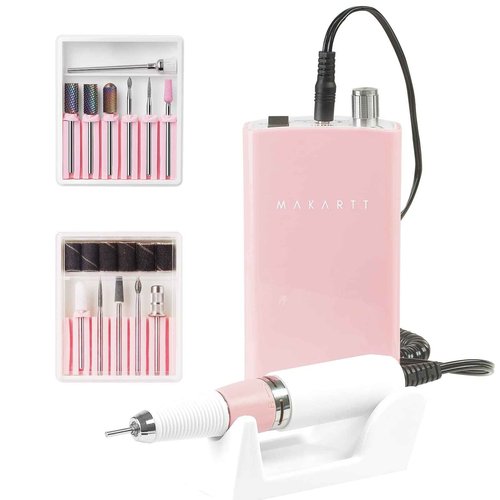 Makartt Nail Drill Rechargeable 30000RPM and Nail Drill Bit Set Bundle, Rechargeable Electric E File Nail Drill Machine, Carbide Nail Drill Bit Set