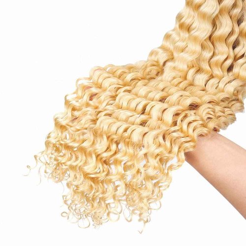 #613 Blonde Bundles Deep Wave Bundles Human Hair 34 34 34 Inch Unprocessed Brazilian Virgin Weave Hairs Honey Blonde 3 Bundle 50 Gram Per Bundle Human Hair Extensions