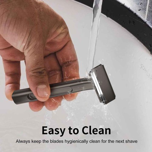 THURLADY Razors for Men, Dual-Blade Safety Razor with Pivoting Head, Reusable Metal Shaving Razor, with 10 Double Edge Blades, Smooth Close Shave, Matte Black