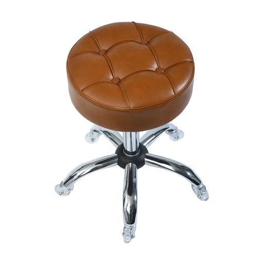 ACEQLYT® Round Rolling Stool with Wheels, Heavy Duty 400lb, Height Adjustable Swivel Drafting Stool for Shop, Salon, Home, Office, Tatoo, Medical, Massage (Brown)