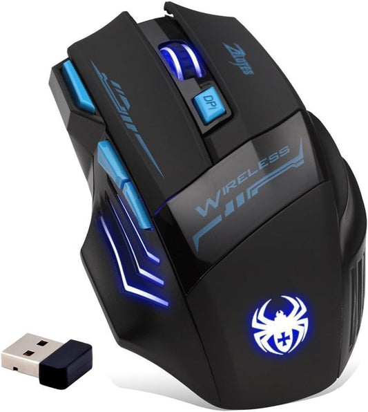 zelotes Wireless Mouse,4 Adjustable DPI,7 Buttons,Ergonomic Design,Energy-Saving,2.4GHz with USB Receiver,Optical Portable Mouse for PC,Mac,Laptop,Black