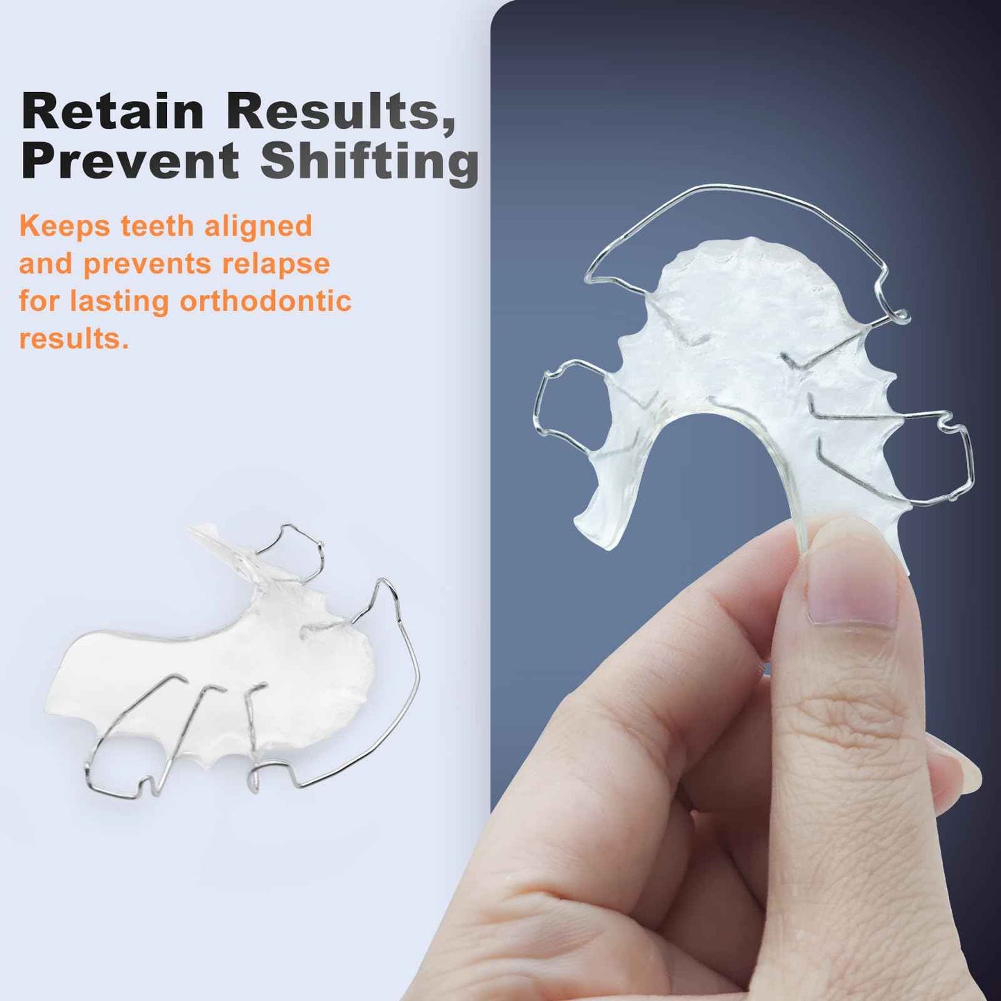 2 Hawley Retainer for Custom Teeth Retention, Custom-Fit Two Retainers for Upper and Lower Teeth - Comfortable and Durable