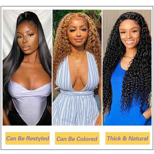Deep Wave Bundles With Closure (18 20 22+16) Wet and Wavy Human Hair 10A Brazilian Virgin Curly Hair Weave 3 Bundles With 4x4 HD Lace Closure Free Part Natural Color