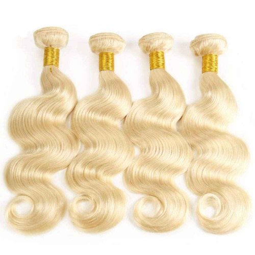 𝗜𝗻𝘀𝗤𝘂𝗲𝗲𝗻 613 Bundles with Closure Body Wave #613 Blonde Human Hair 12A Grade Brazilian Virgin Human Hair 4 Bundles with Closure Free Part (10 10 10 10 + 10, 613)