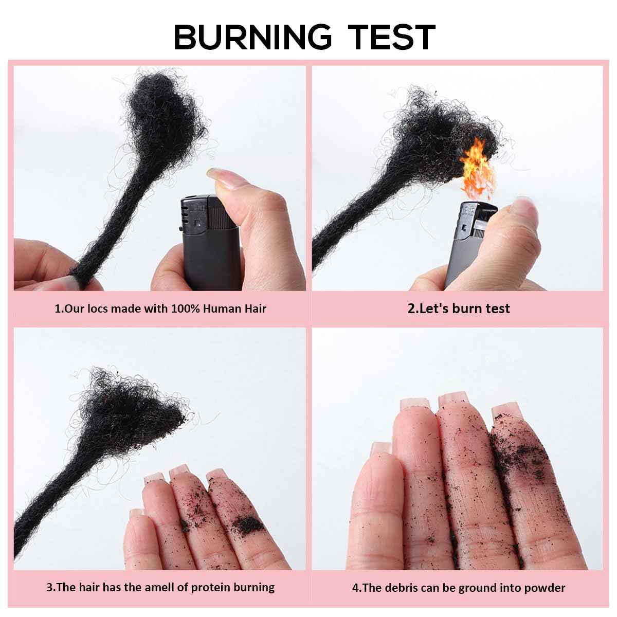 Lounoke Loc Extensions Human Hair,20 Inch 0.6cm Pencle Size Dreadlock Extensions Human Hair for Women Men Full Handmade Permanent Dreads Locs(Natural Black 40 Strands)