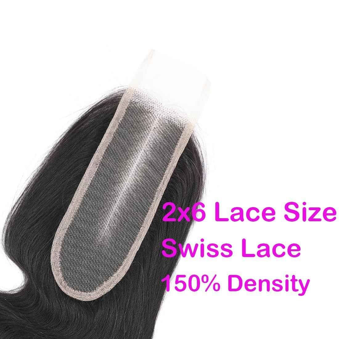 2x6 Human Hair HD Transparent Lace Closure Body Wave Skinlike 22inch 100% Virgin 2x6 Human Hair Middle Part Kim K Closure Brazilian 2x6 Body Wave HD Closure Natural Black glueless pre plucked bleached