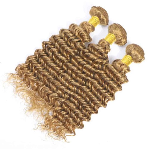 Condescension Brazilian Human Hair Bundles 26 28 30 Inch Deep Wave 3 Bundles Human Hair 100% Unprocessed Remy Brazilian Virgin Weave Hair Honey Blonde 27 for Women