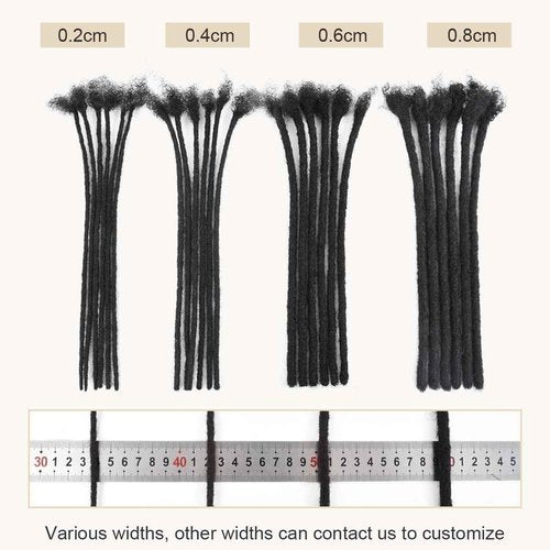 DAIXI 0.6cm and 0.2cm 0.4cm 0.8cm Options 8 Inch 40 Strands 100% Real Human Hair Dreadlock Extensions for Man/Women Handmade Permanent Loc Extensions Bundles Can Be Dyed Bleached Curled Twisted