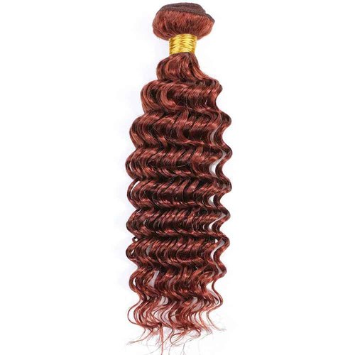 Color 33 Bundles Human Hair Reddish Brown Deep Wave Bundles Double Weft Brazilian Virgin Copper Red Brown Hair Extensions Silky and Soft for Black Women 18 18 18 Inch