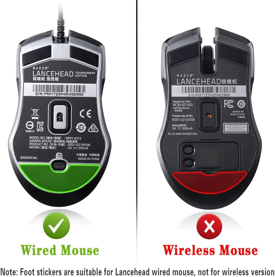2 Sets Mouse Skates & Mouse Feet & Mice Feet & mouseskates for Razer Lancehead Tournament Edition TE Ambidextrous Gaming Mouse