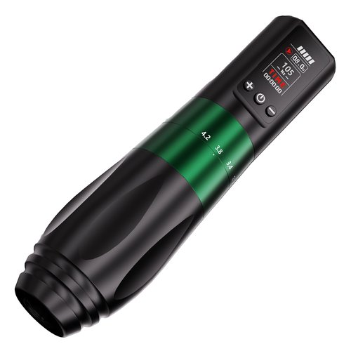 BIGWASP Z2 Wireless Rotary Tattoo Machine Pen, Adjustable Stroke, 1,600mAh Battery, Coreless Motor for Professional Artists - Green