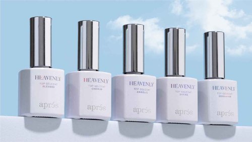 APRÉS Heavenly Top Gelcoat Set, 5-Pack Non-Wipe Nail Gel Polish Top Coat, Shimmery Long Lasting Topcoat