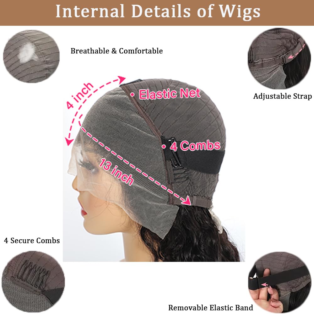 Pinketer Deep Wave Lace Front Wigs Human Hair Chocolater Colored 13x4 Curly Lace Front Wig Human Hair Wigs for Black Women Curly Wig Natural Hairline (#4 Color, 24inch)