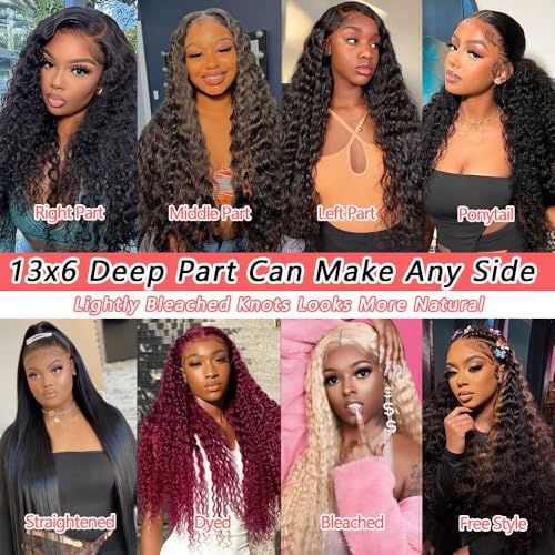 Deep Wave Lace Front Wigs Human Hair 180% Density 13x6 Lace Front Wigs Human Hair Pre Plucked Curly Wig for Women 28 Inch