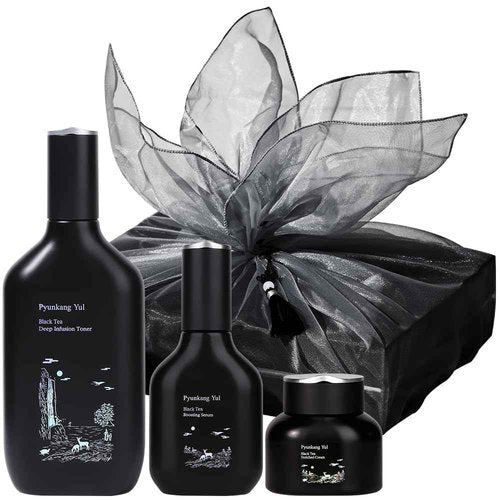 [PKY] Pyunkang Yul Black Tea Line Gift Box Set, Deep Nurishment for Anti-aging, Rich Moisture Toner, Revitalizing Serum & Condensed Nourishing Cream, Zero-Irritation, Korean Skincare (3-item set)