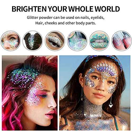 Glitter Eyeshadow Palette - Shimmer Purple Pink Blue Colorful Eyeshadow, Lip Face Eye Glitter Makeup - Lasting Waterproof High Pigmented Eye Shadow for Girl Women