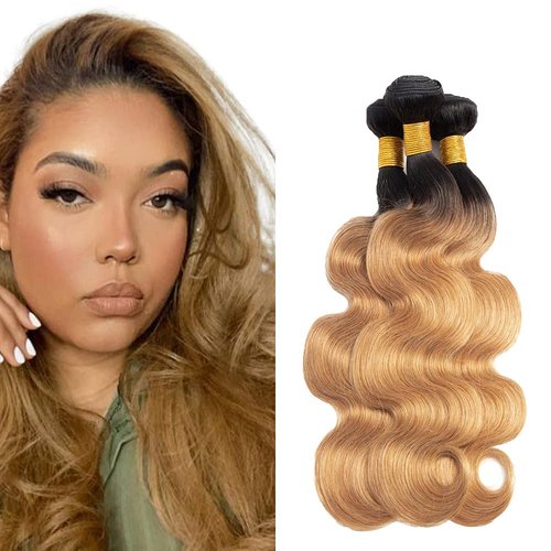 1B27 Ombre Blonde Bundles Human Hair Body Wave Bundles 24 26 28 Inch Blonde Body Wave Bundle Human Hair Extensions Unproceesed Virgin Hair 100 Gram Per Bundle 3 Bundle JGOY1b27BB242628