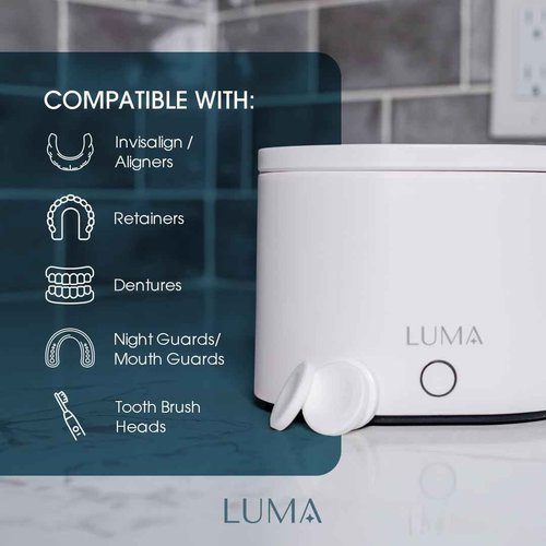 LumaPod Ultrasonic Dental Appliance Cleaner – 42kHz Sonic Cleaning for Retainers, Aligners, Mouth Guards & Dentures