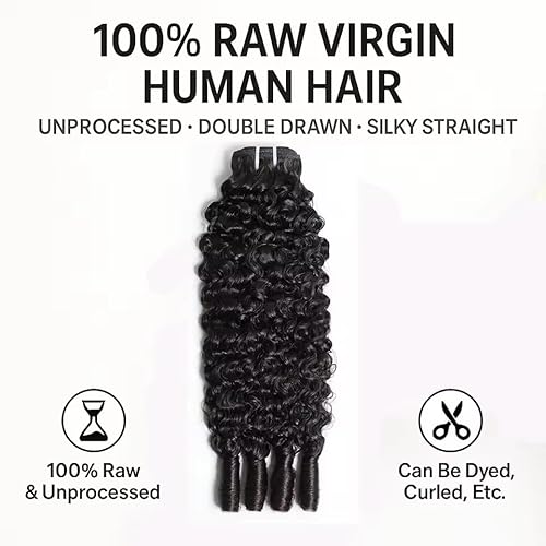 Burmese Curly Bundles Human Hair Unprocessed 100% Real Human Hair Burmese Bundles Water Wave Bundle For Quick Weave Double Weft Natural Black Color 14 16 18 Inch for black women