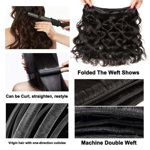 12A Human Hair Bundles Body Wave 16 18 20Inch 100% Brazilian Human Hair Quick Weave Bundles Natural Black Hair Extension