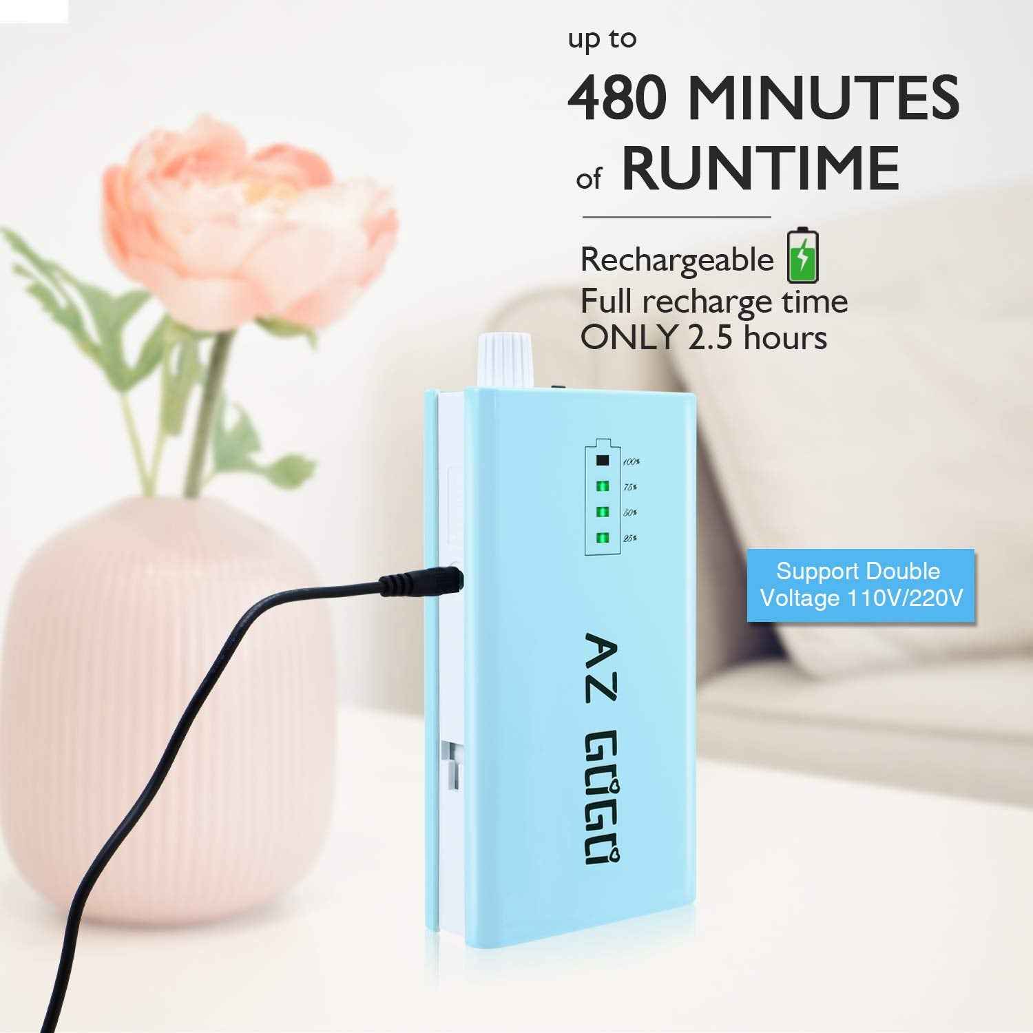 30000RPM Portable Nail Drill Machine, AZ GOGO Professional Rechargeable Electric Efile Nail Drill for Acrylic Gel Nails, Manicure/Pedicure, Polishing, Cuticle - Salon or Home Use（Blue）