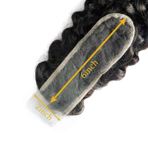 Brazilian Curly 2x6 Lace Closure 100% Unprocessed Human Virgin Hair Deep Curly Closure Pre-Plucked Hairline Kinky Curly Closure With Baby Hair (20inch, 2x6 curly closure)