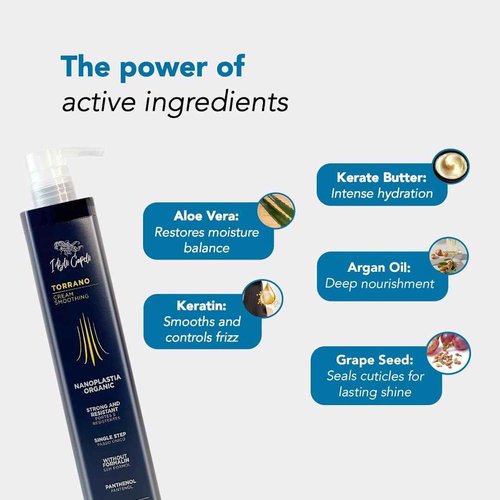 I Belli Capelli Torrano Cream Keratin Hair Treatment Straightening in 1 Step, Formaldehyde Free-Nanoplastia Para Alisar Cabello, Keratina Organica Sin Formol Para Alisar el Pelo (2-Pack - 500ml each)