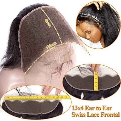 Frontal HD Lace Closure 20 Inch 13x4 Lace Frontal Body Wave Ear to Ear Frontals With Baby Hair 100% Brazilian Virgin Remy Human Hair Frontal Pre Plucked for Black Women 150% Density Natural Black