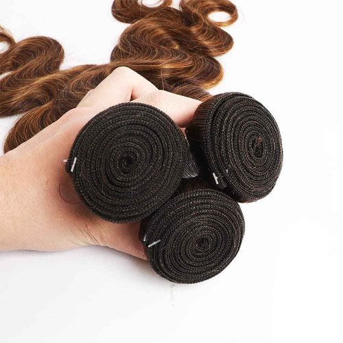 Hydtxc Body Wave Human Hair Bundles 12 14 16 Inch P4/30 Bundles Human Hair Chocolate Dark Brown Raw Unprocessed Brazilian Virgin Quick Weave Double Drawn for Black Women