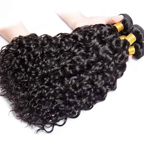 Water Wave Bundles Human Hair 30 32 34 Inch Wet And Wavy Human Hair Bundles Brazilian Virgin Remy Hair Extensions Double Weft Healthy And Soft 3Pcs/Set Deals