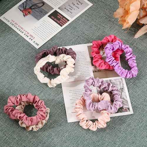 30 Pcs Small Scrunchies for Women Girls, No Damage Hair Accessories Ponytail Holders, Elastic Soft Rubber Bands for Thick Thin Hair (Pink & Purple Colors)