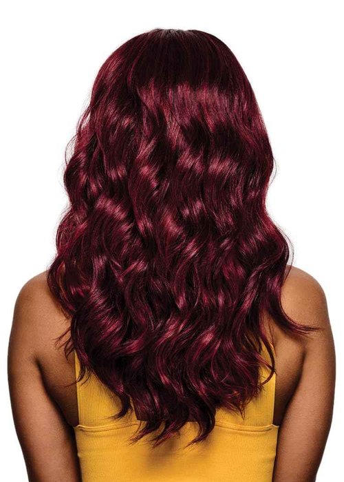 Kim Kimble 20" Wavy Waves Headband Wig, Long Layered Hair With Black Headband and Comb Clip, 3/4 Cap - Average Cap Size, MC4 35SS Sangria